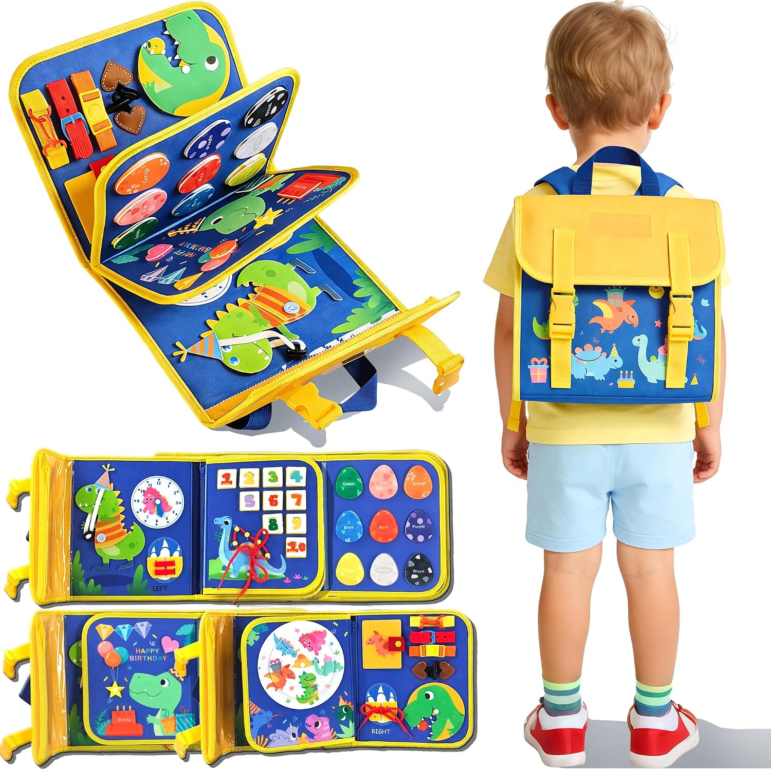 Drone Backpack - 공룡 유아용 비지보드 백팩, 휴대용 조용한